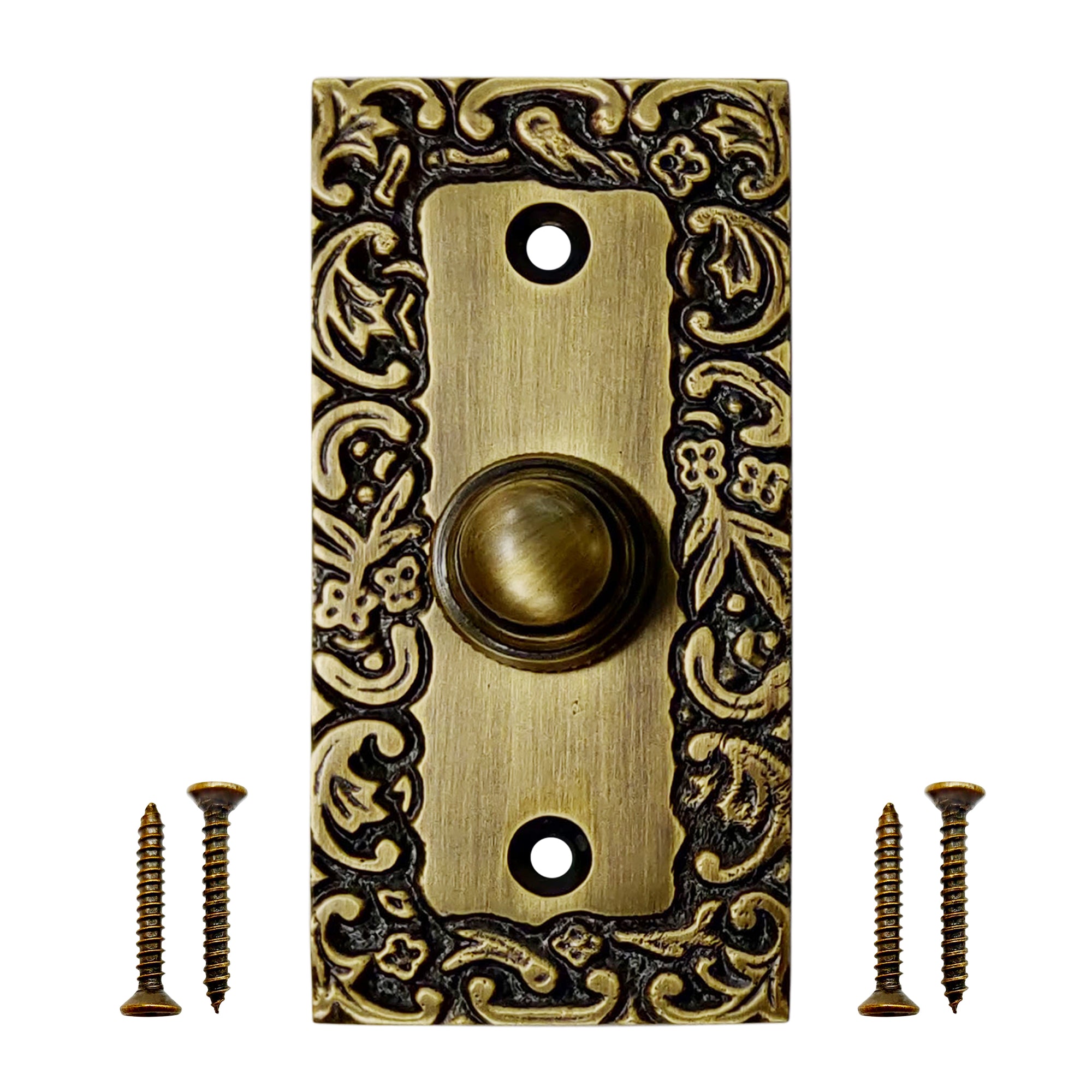 Decorative Doorbell Button – Finest Quality Bell Push Button – Easy to Install Calling Bell Button – ‎Antique Brass