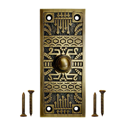 Decorative Doorbell Button – Finest Quality Bell Push Button – Easy to Install Calling Bell Button – Antique Brass