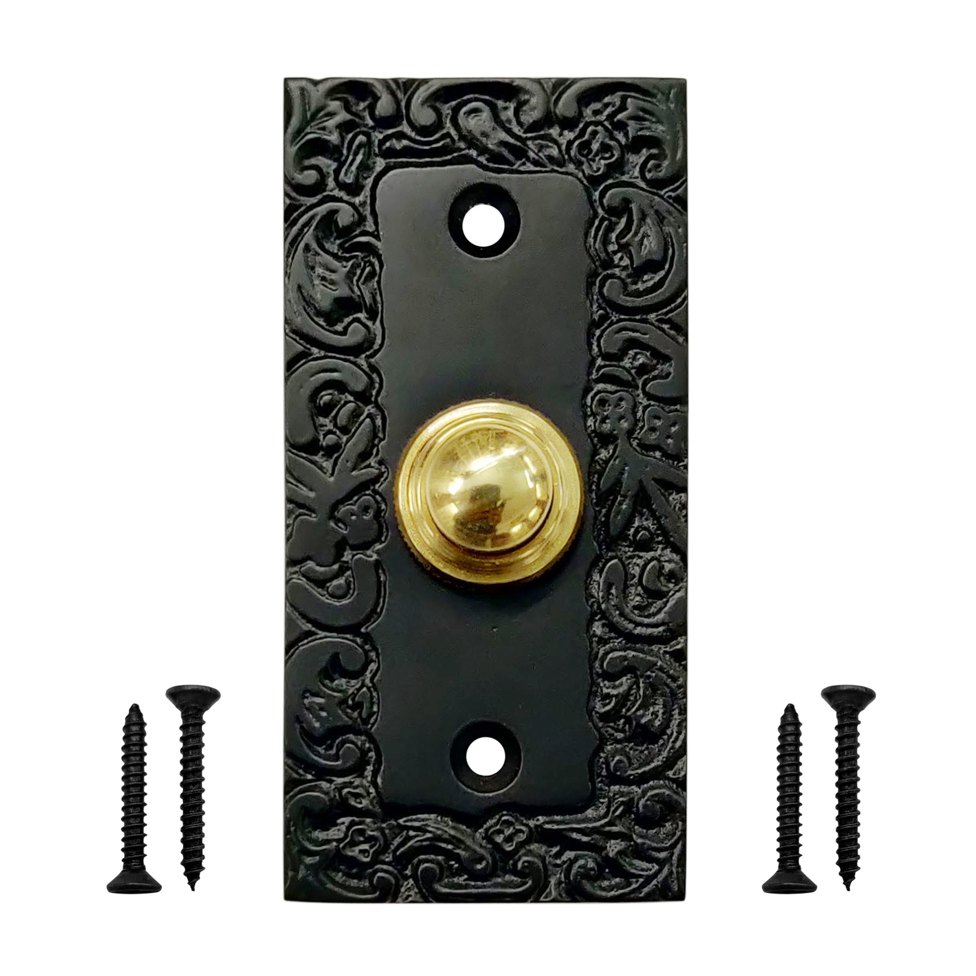 Decorative Doorbell Button – Finest Quality Bell Push Button – Easy to Install Calling Bell Button – Antique Black