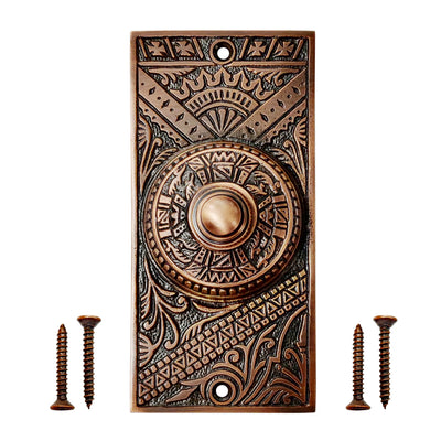 Decorative Doorbell Button – Finest Quality Bell Push Button – Easy to Install Calling Bell Button – Antique Copper