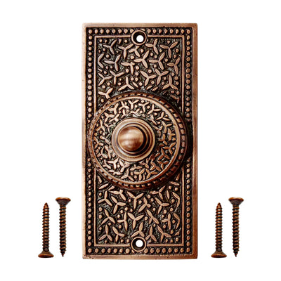 Decorative Doorbell Button – Finest Quality Bell Push Button – Easy to Install Calling Bell Button – Antique Copper