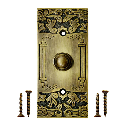 Decorative Doorbell Button – Finest Quality Bell Push Button – Easy to Install Calling Bell Button – Antique Brass