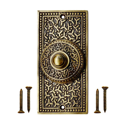 Decorative Doorbell Button – Finest Quality Bell Push Button – Easy to Install Calling Bell Button – ‎Antique Brass