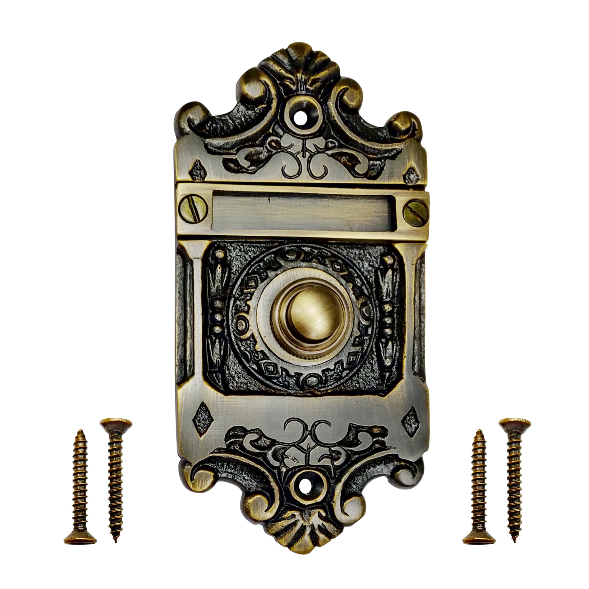 Wired Iron Circular Doorbell Chime Push Button in Antique Brass Finish  Vintage Decorative Door Bell with Easy Installation