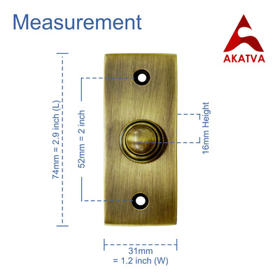 Decorative Doorbell Button – Finest Quality Bell Push Button – Easy to Install Calling Bell Button – Antique Brass Finish