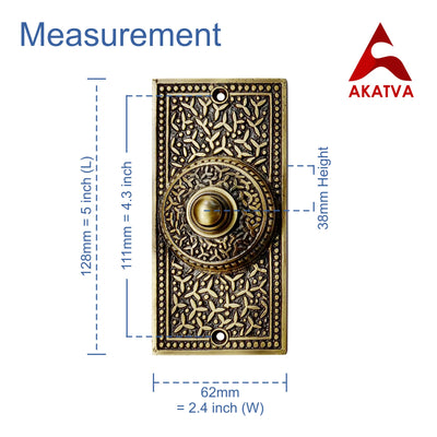 Decorative Doorbell Button – Finest Quality Bell Push Button – Easy to Install Calling Bell Button – ‎Antique Brass