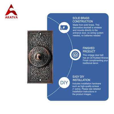 Decorative Doorbell Button – Finest Quality Bell Push Button – Easy to Install Calling Bell Button – ‎Oil Rubbed Bronze