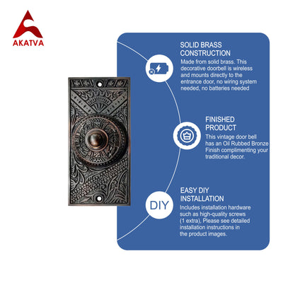 Decorative Doorbell Button – Finest Quality Bell Push Button – Easy to Install Calling Bell Button – Oil Rubbed Bronze