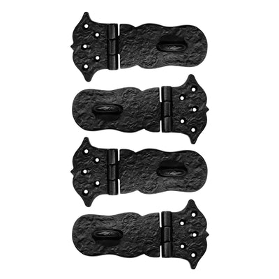 "Aldan" Premium Wrought Iron Heavy Duty Hasp and Staple 154mm x 78mm x 28mm - (Black Powder Coated) Set of 4 Pieces