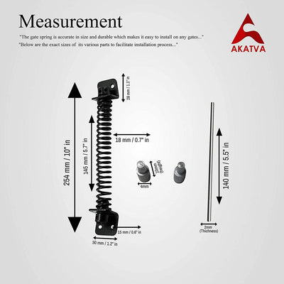 "Limpopo" 10.50” inches Gate Springs Self Closing Outdoor Gates – Gate Closure Black Powder Coated