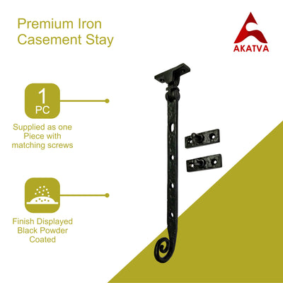 "Songhua" Premium Iron Casement Stay Pack of 2 Piece - Black Powder Coated