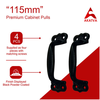 4.5" Premium Cabinet Pulls - Black Powder Coated Finish