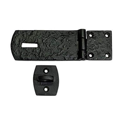 131mm x 40mm x 4mm Cast Iron Hasp & Staple - Black Powder Coated