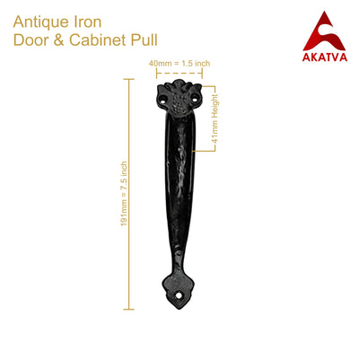 191mm Black Antique Iron Door and Cabinet Pull - Black Powder Coated