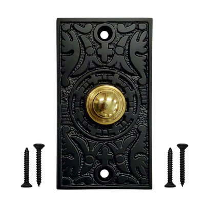 Decorative Doorbell Button – Finest Quality Bell Push Button – Easy to Install Calling Bell Button – Antique Black