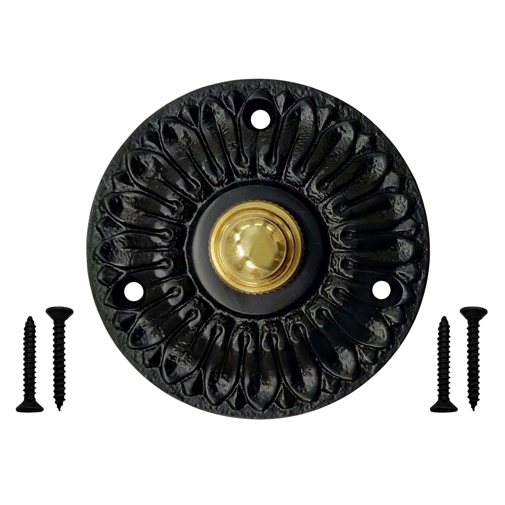 Decorative Doorbell Button – Finest Quality Bell Push Button – Easy to Install Calling Bell Button – Antique Black