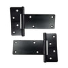 Black Antique Iron Rectangular T-Hinge T-Hinge Set - 2 Piece Gate Hinges for Wooden and Metal Fences, Doors, Cabinets - Black Powder Coated Finish