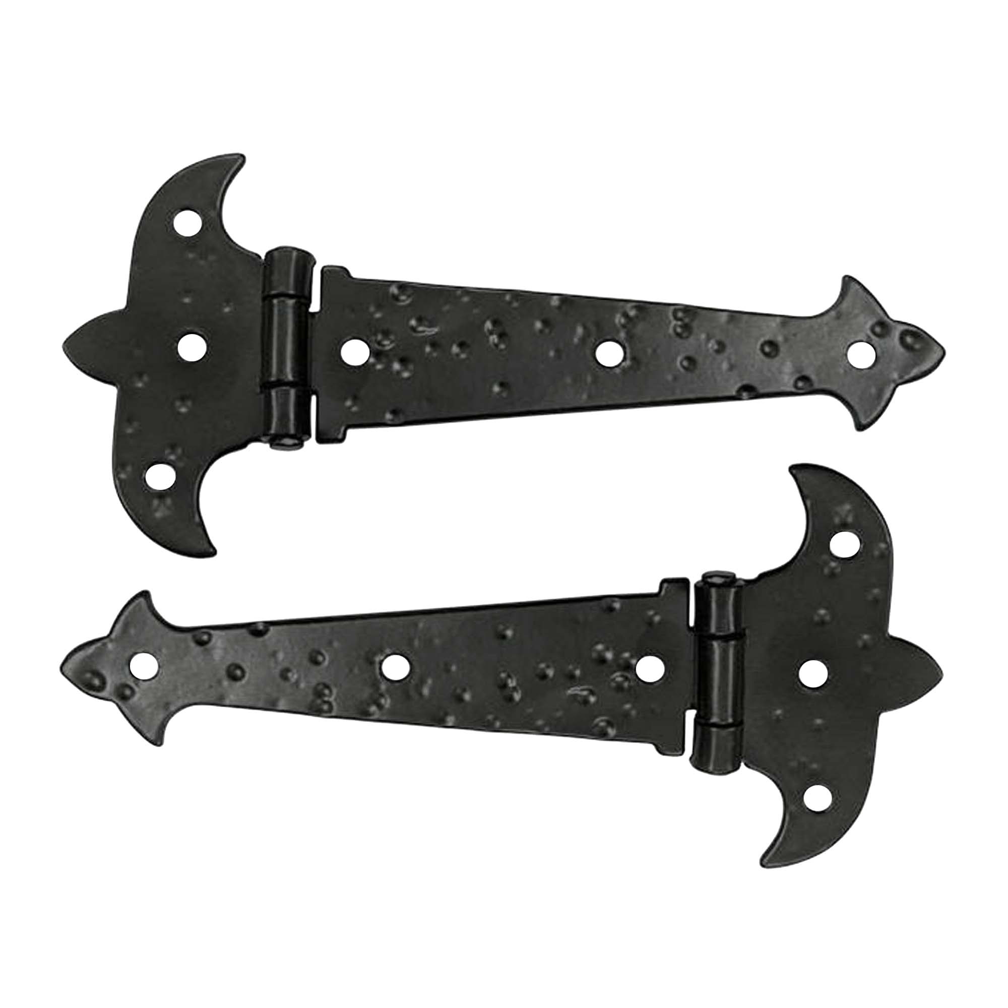 Black Antique Iron T-Hinge Set - 2 Piece Gate T-Hinges for Wooden and Metal Fences, Doors, Cabinets – Black Powder Coated