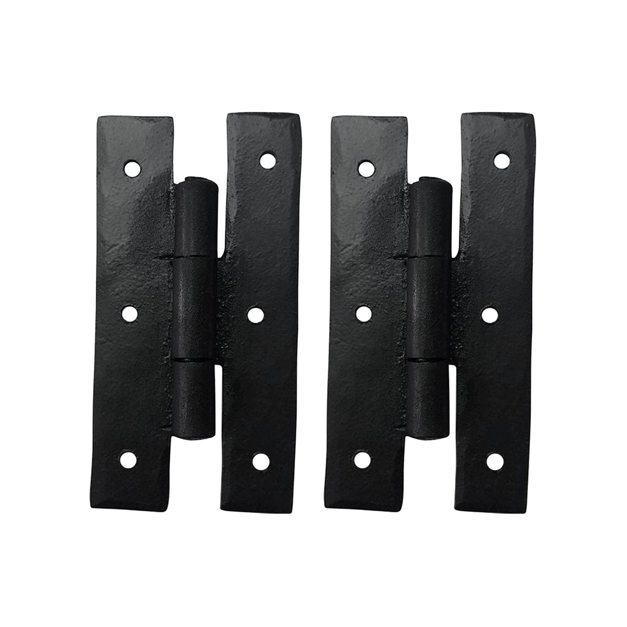 Black Antique Iron Hand Forged H Hinge - Black Powder Coated