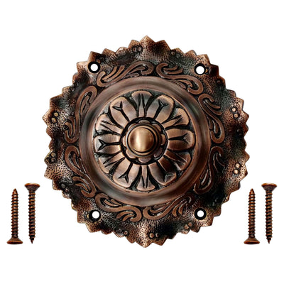 Decorative Doorbell Button – Finest Quality Bell Push Button – Easy to Install Calling Bell Button – Antique Copper