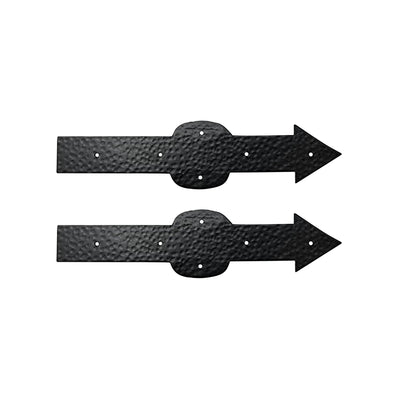 Black Antique Iron Hand Forged False Hinge Front Set -2- Piece Heavy Duty Gate False Hinges for Wooden and Metal Fences, Doors, Cabinets - Black Powder Coated Finish