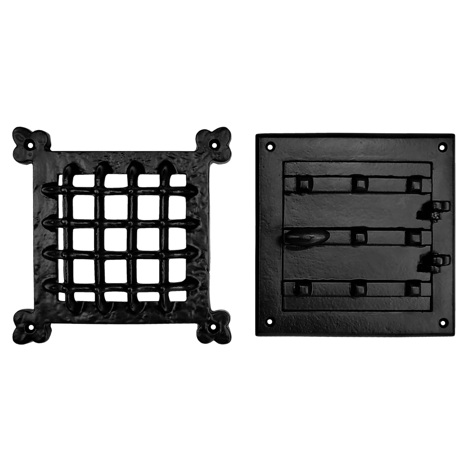 Akatva Rustic Speakeasy Door Grill – Window Iron Grill – Iron Speakeasy Grill – Black Window Security Grill – Heavy Duty Decorative Security Window Grille – Black Door Grill with Back Plate