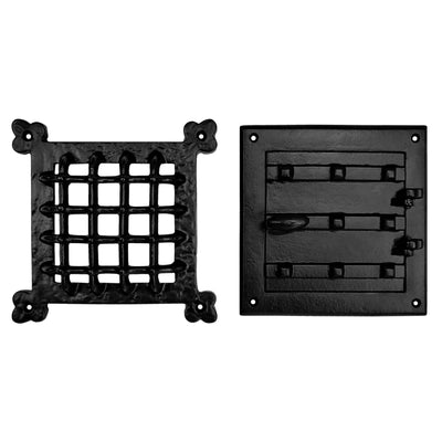 Akatva Rustic Speakeasy Door Grill – Window Iron Grill – Iron Speakeasy Grill – Black Window Security Grill – Heavy Duty Decorative Security Window Grille – Black Door Grill with Back Plate