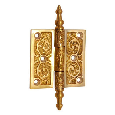 2 1/2" x 2 1/2" Brass Decorative Hinge - Polish Lacquered