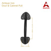 8.3" Black Antique Iron Door and Cabinet Pull - Black Powder Coated