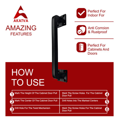 8.9" Premium Cabinet Pulls - Black Powder Coated Finish