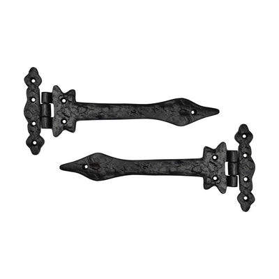 Jurua T Hinge Set -2-Pieces Heavy Duty Gate Hinges - Black Powder Coated Finish