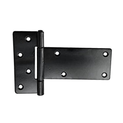 Black Antique Iron Rectangular T-Hinge T-Hinge Set - 2 Piece Gate Hinges for Wooden and Metal Fences, Doors, Cabinets - Black Powder Coated Finish