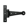 Black Antique Iron Hand Forged Cabinet T-Hinge Set - 2 Piece Gate Hinges for Wooden and Metal Fences, Doors, Cabinets - Black Powder Coated Finish