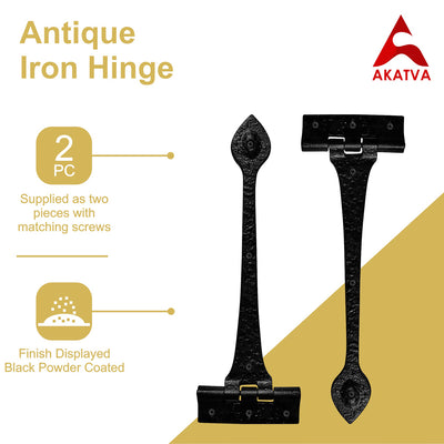 306mm Cast Iron T-Hinge - Black Powder Coated Finish