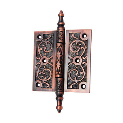 3 1/2" x 3 1/2" Brass Decorative Hinge - Antique Copper