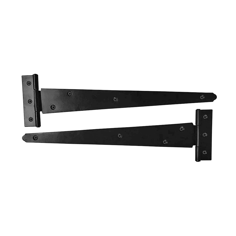 "Senegal" 12" - T Hinge Set - 2 Piece Heavy Duty Gate Hinges - Black Powder Coated