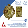 Brass Vintage Twist Bell with Key Plate  - Polish Brass Finish