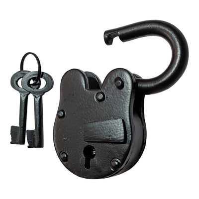 45mm Handmade Antique Iron Padlock - Black Powder Coated