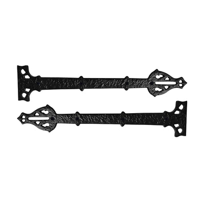 Dummy Strap Hinge Set - 2-Piece Heavy Duty Gate Hinges - Black Powder Coated Finish