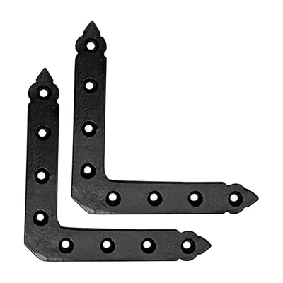 102mm x 102mm Black Antique Iron Dummy Corner Strap – Black Powder Coated