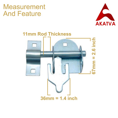 4" Iron Door Bolt - Zinc Plated