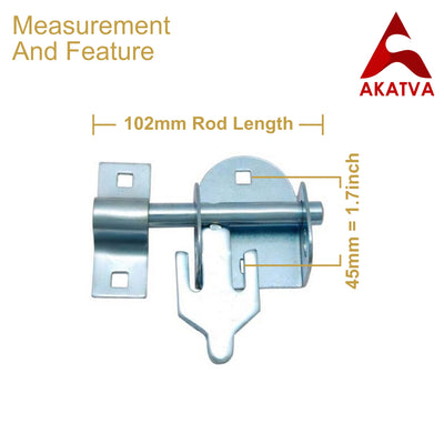 4" Iron Door Bolt - Zinc Plated