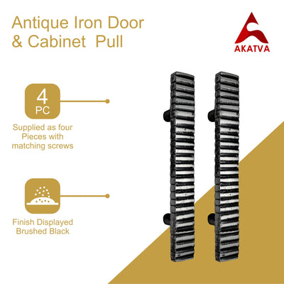 6.2" Antique Iron Door and Cabinet Pull (Brushed Black Finish) – Elegant Design Door Pull - Set of 4 Pieces