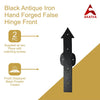 Black Antique Iron Hand Forged False Hinge Front Set -2- Piece Heavy Duty Gate False Hinges for Wooden and Metal Fences, Doors, Cabinets - Black Powder Coated Finish