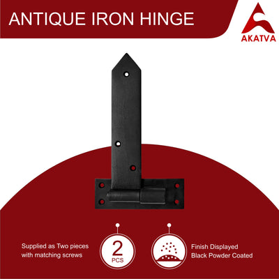 T Hinge Set - 2 Piece Gate Hinges for Wooden Fences Heavy Duty - Barn Hinges for Doors - Black Hinges – Hinges for Shed Door