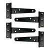 T-Hinge Heavy Duty Gate Hinges for Wooden and Metal Fences, Doors, Cabinets - Set of 4 Piece - Black Powder Coated