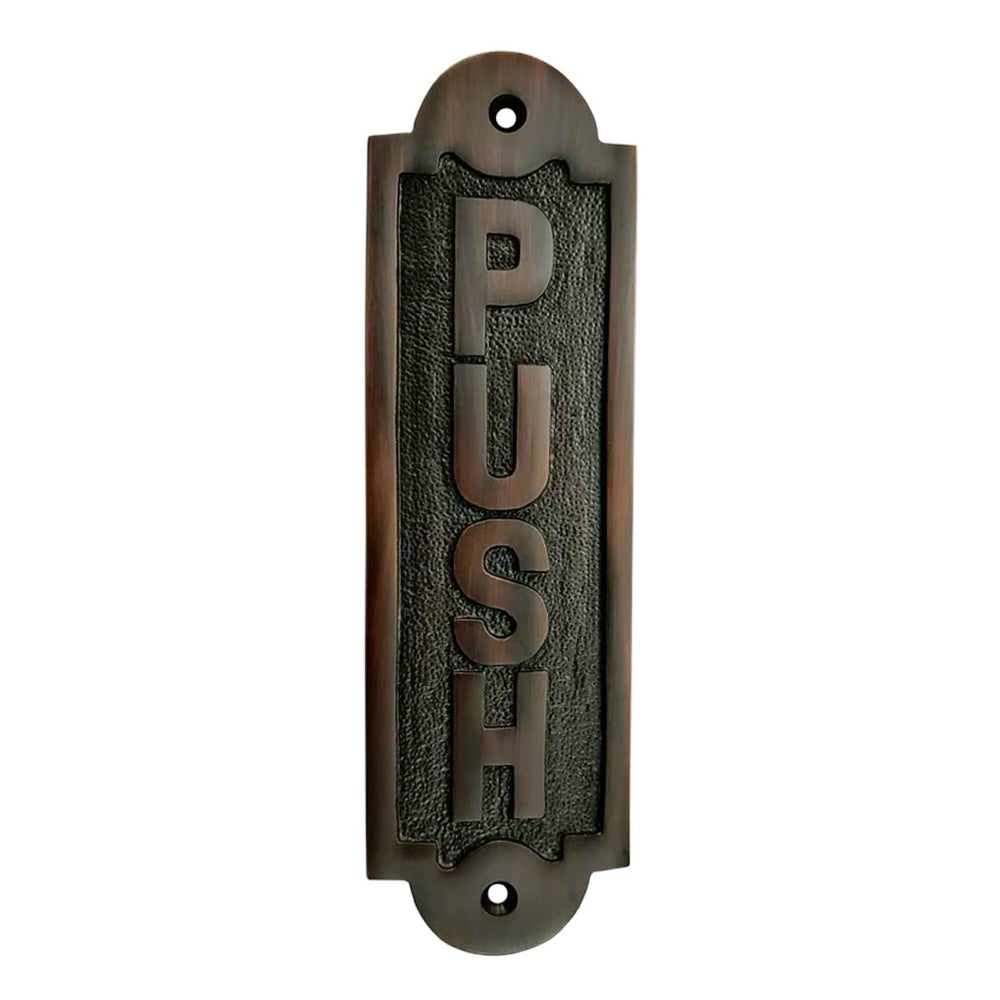 "Push" Brass Sign Plaque - Oil Rubbed Bronze Finish