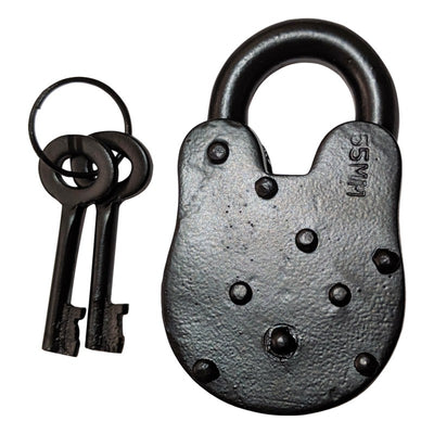 55mm Handmade Antique Iron Padlock - Black Powder Coated