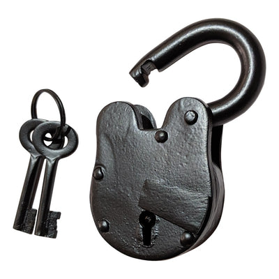 55mm Handmade Antique Iron Padlock - Black Powder Coated