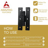 Black Antique Iron Hand Forged H Hinge - Black Powder Coated